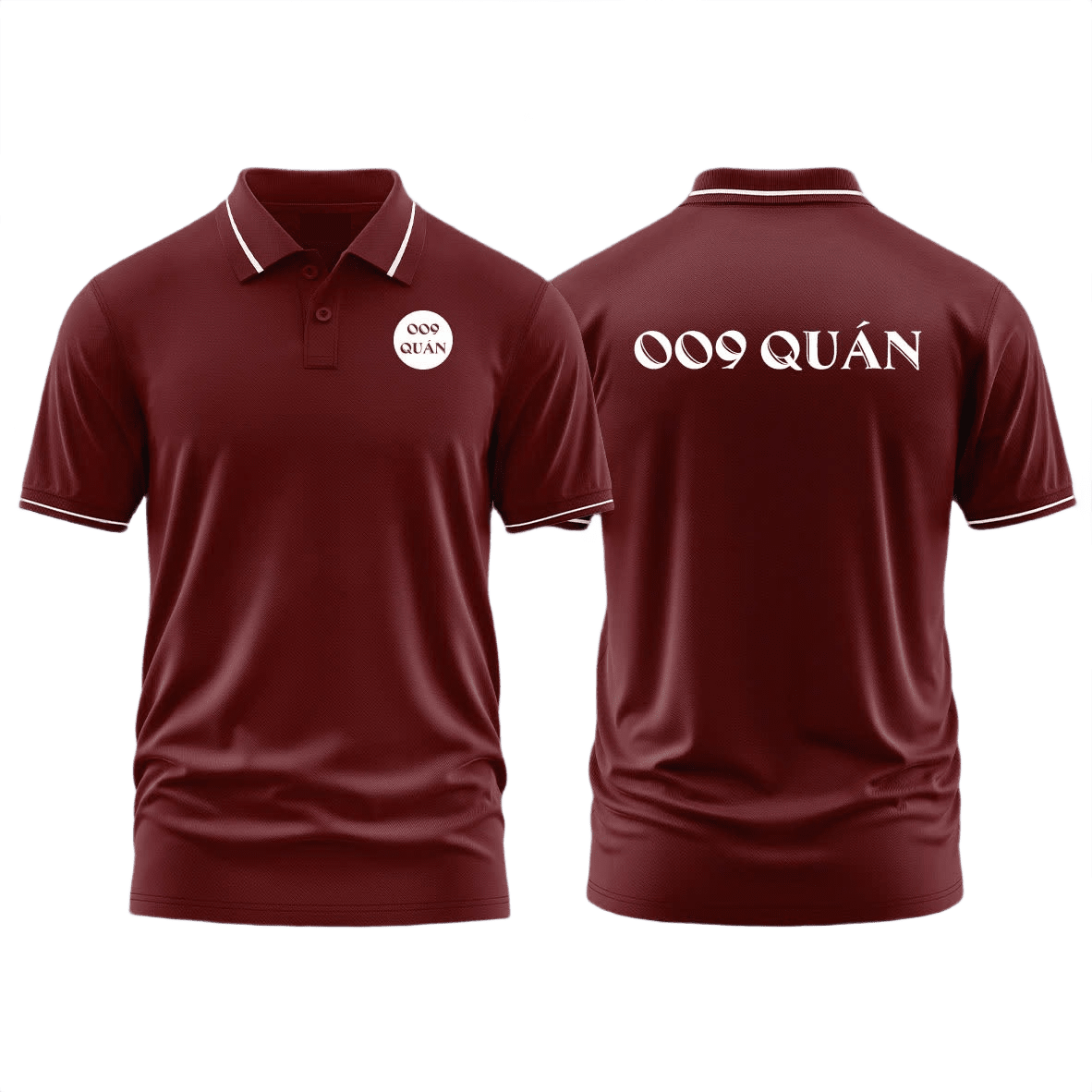 Áo thun đồng phục Polo 009 Quán Đỏ Đô Sọc Trắng